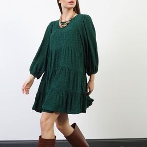 ZARA balloon sleeve jacquard dress